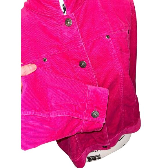 Liz Claiborne Pink Corduroy Jacket Retro Style Collared Button Up Casual Coat - Picture 4 of 9